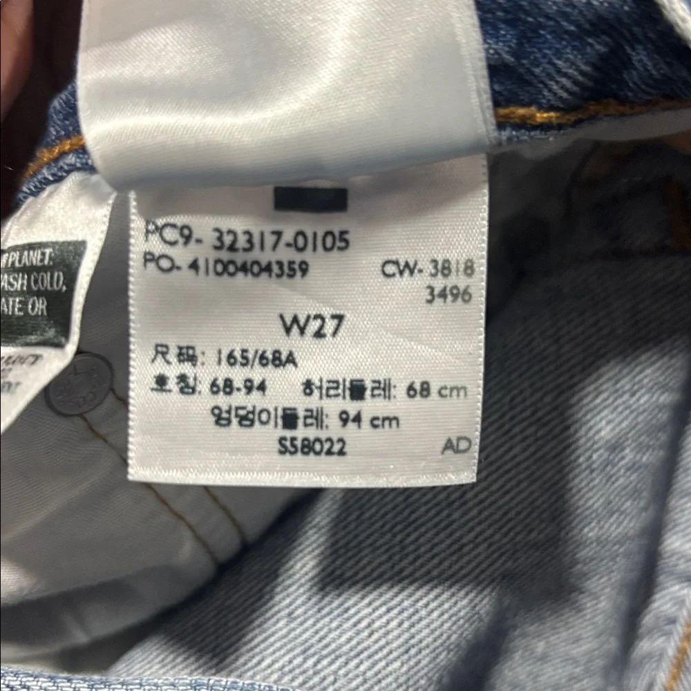 Levi's 501 Button Fly Cut Off Big E Medium Wash Denim Shorts Classic Size:w27 - Picture 9 of 9